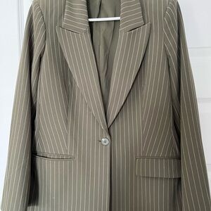 Express Olive Striped Women's Blazer